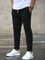 men's slim fit smart casual trousers in black