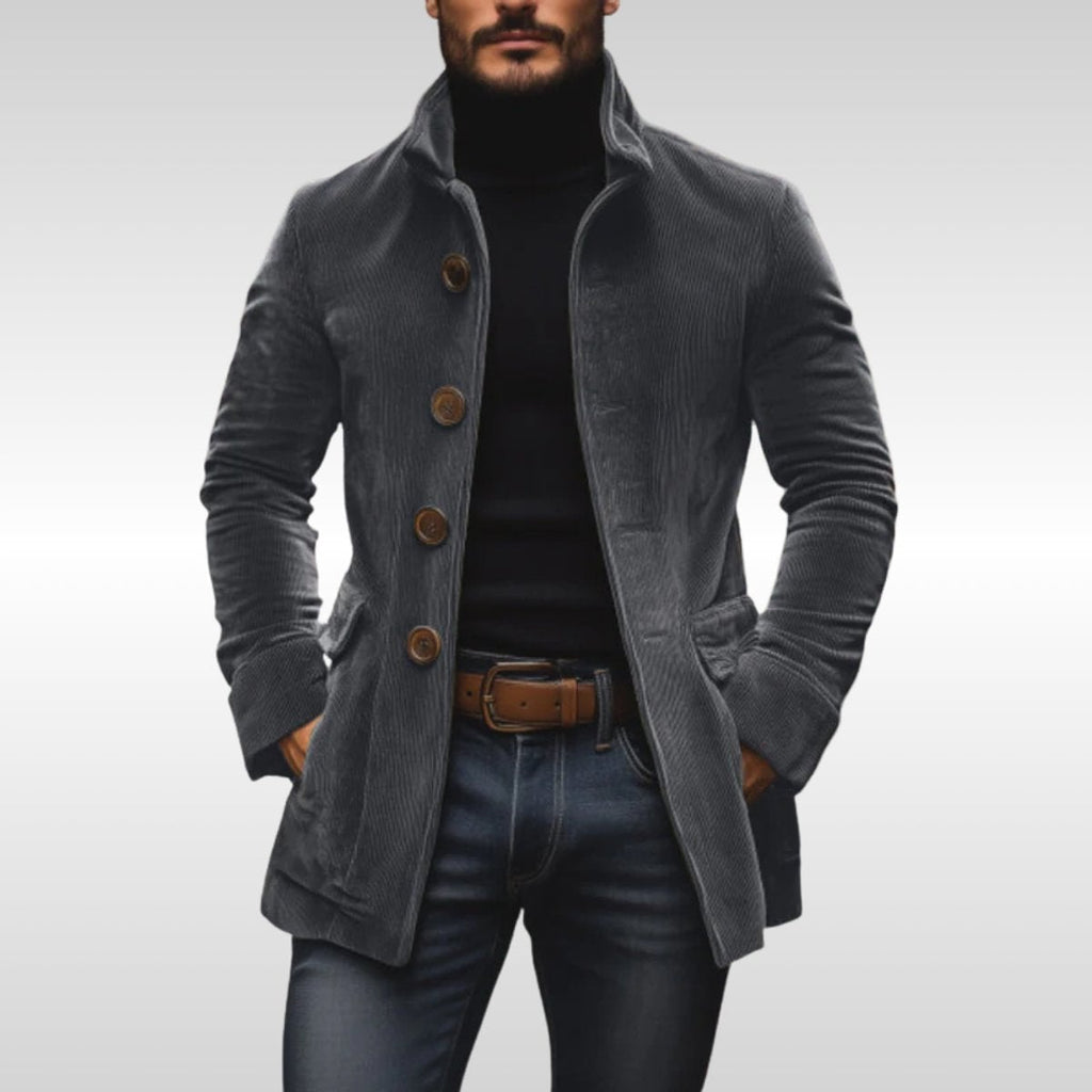 men's slim fit stand collar coat in gray