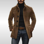 men's slim fit stand collar coat in light brown