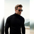 men's slim fit turtle neck jumper in black