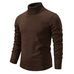men's slim fit turtle neck jumper in brown