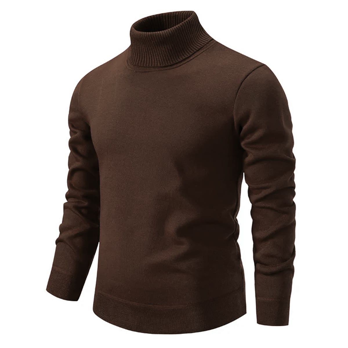 men's slim fit turtle neck jumper in brown