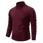 men's slim fit turtle neck jumper in maroon