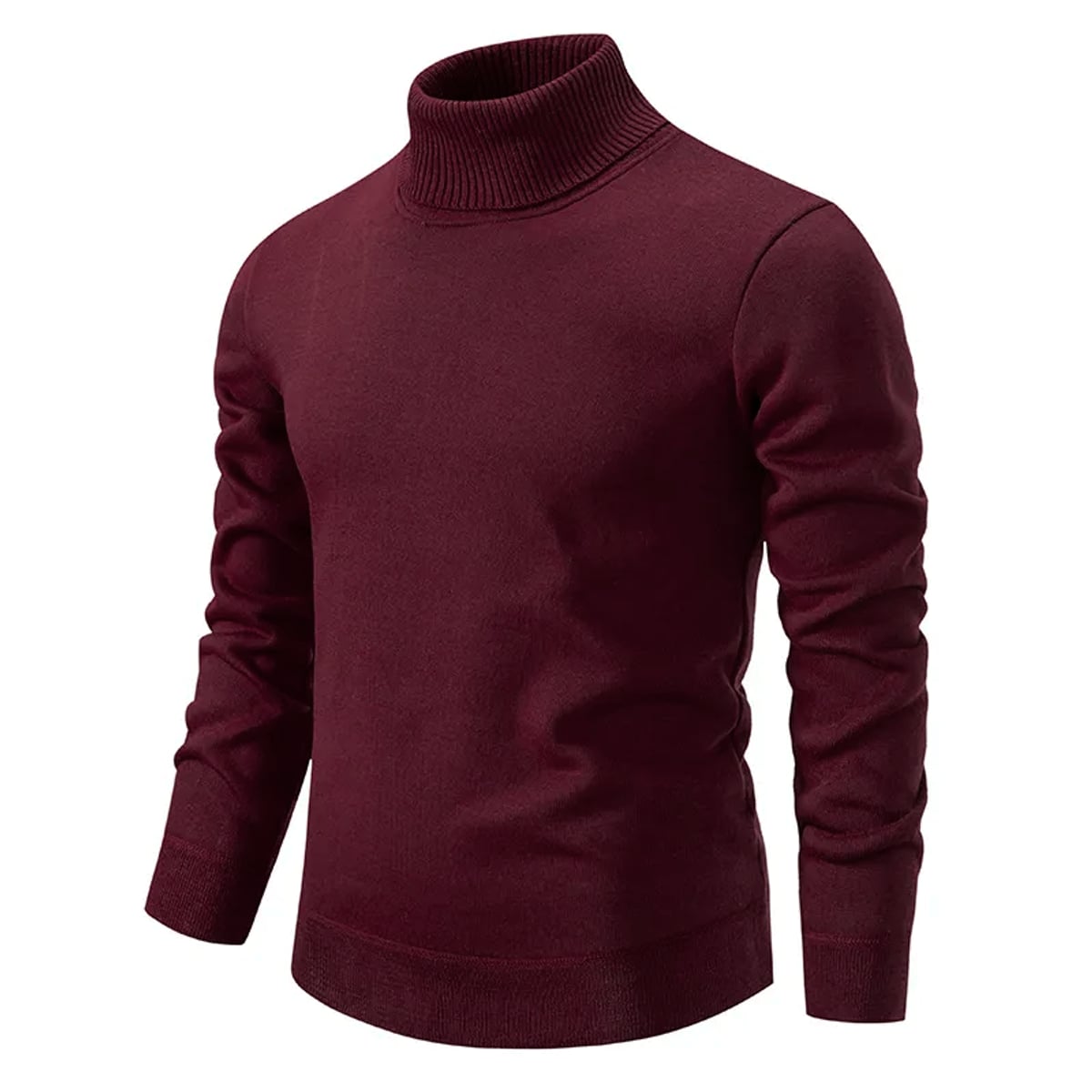 men's slim fit turtle neck jumper in maroon