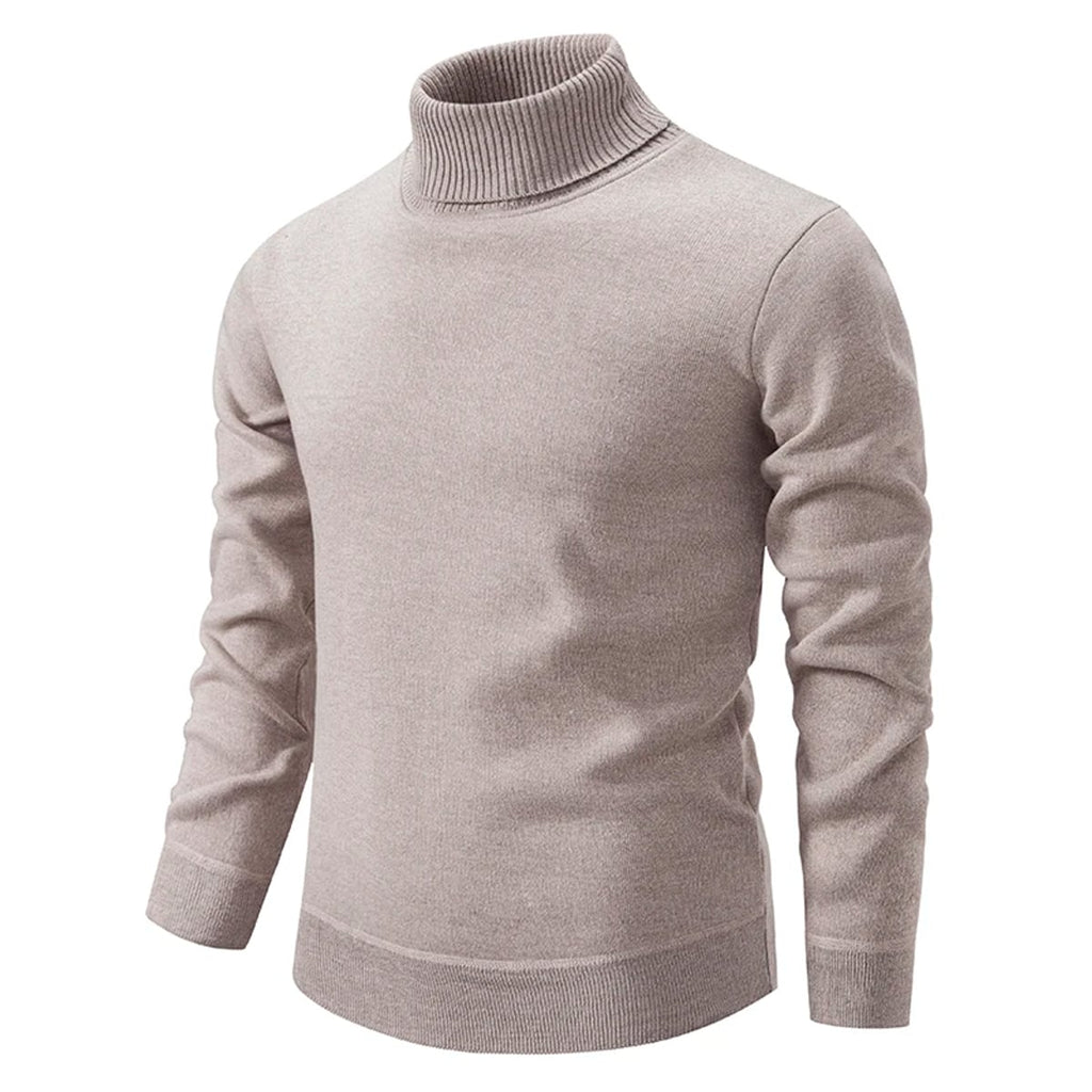men's slim fit turtle neck jumper in beige