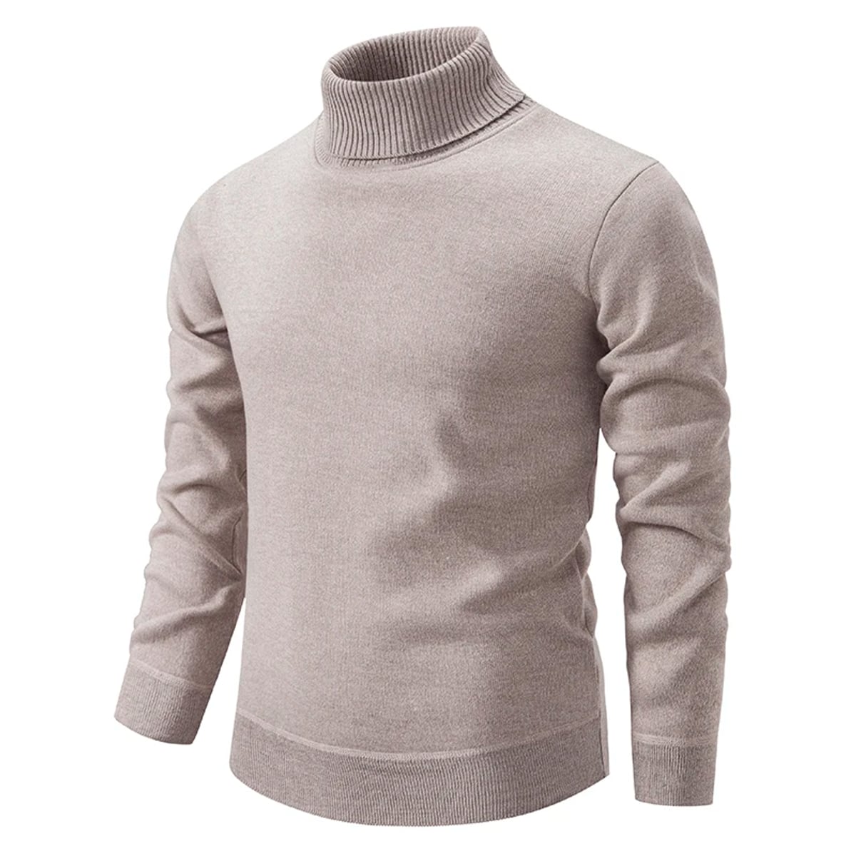 men's slim fit turtle neck jumper in beige