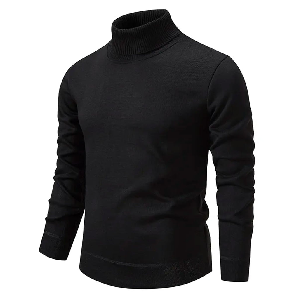 men's slim fit turtle neck jumper in black
