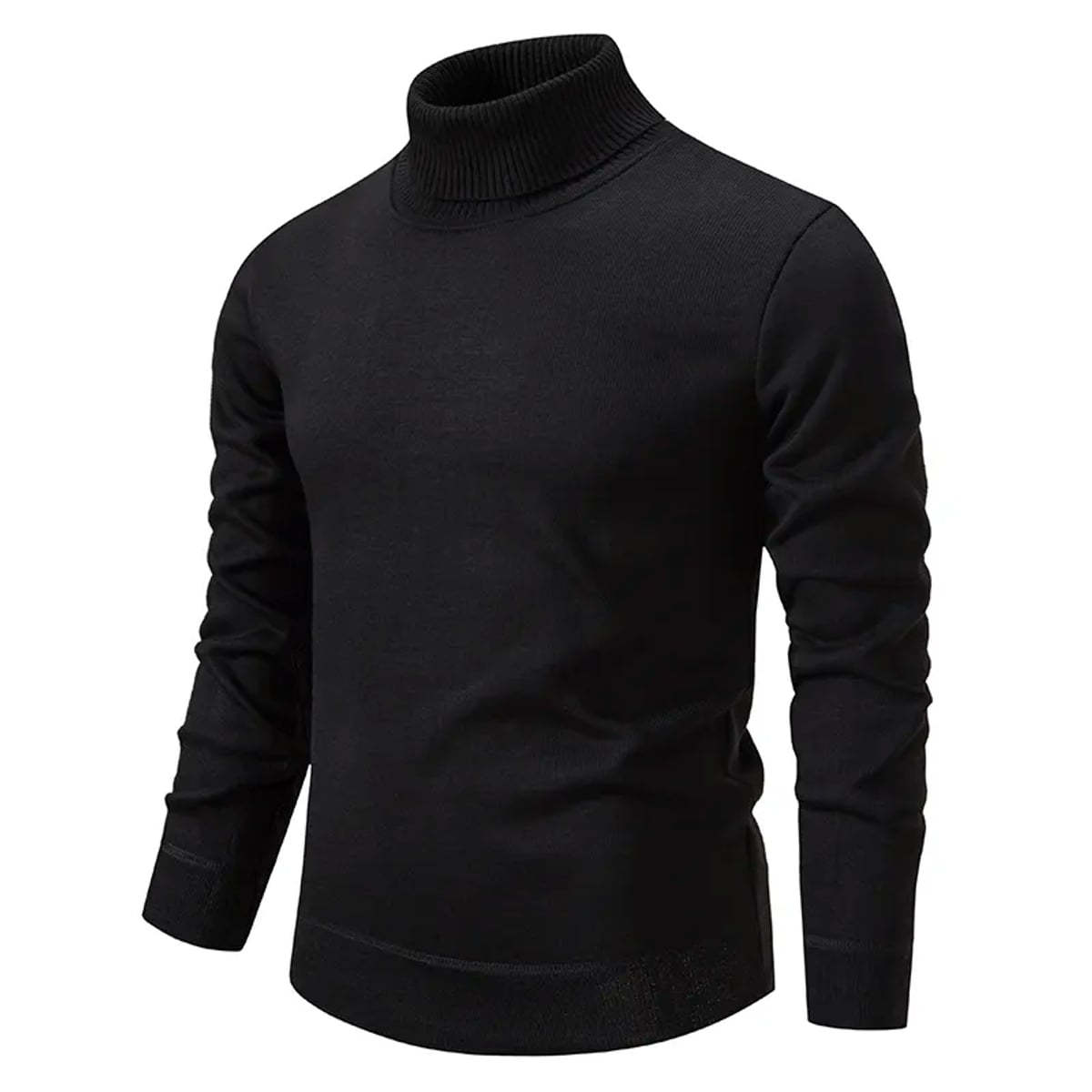 men's slim fit turtle neck jumper in black