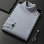 men's slim fit turtleneck sweater in light gray
