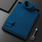 men's slim fit turtleneck sweater in dark blue