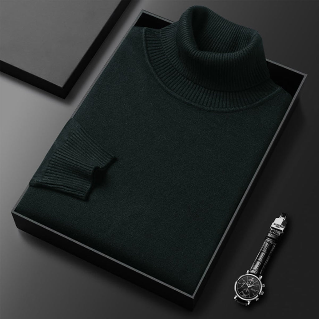 men's slim fit turtleneck sweater in green