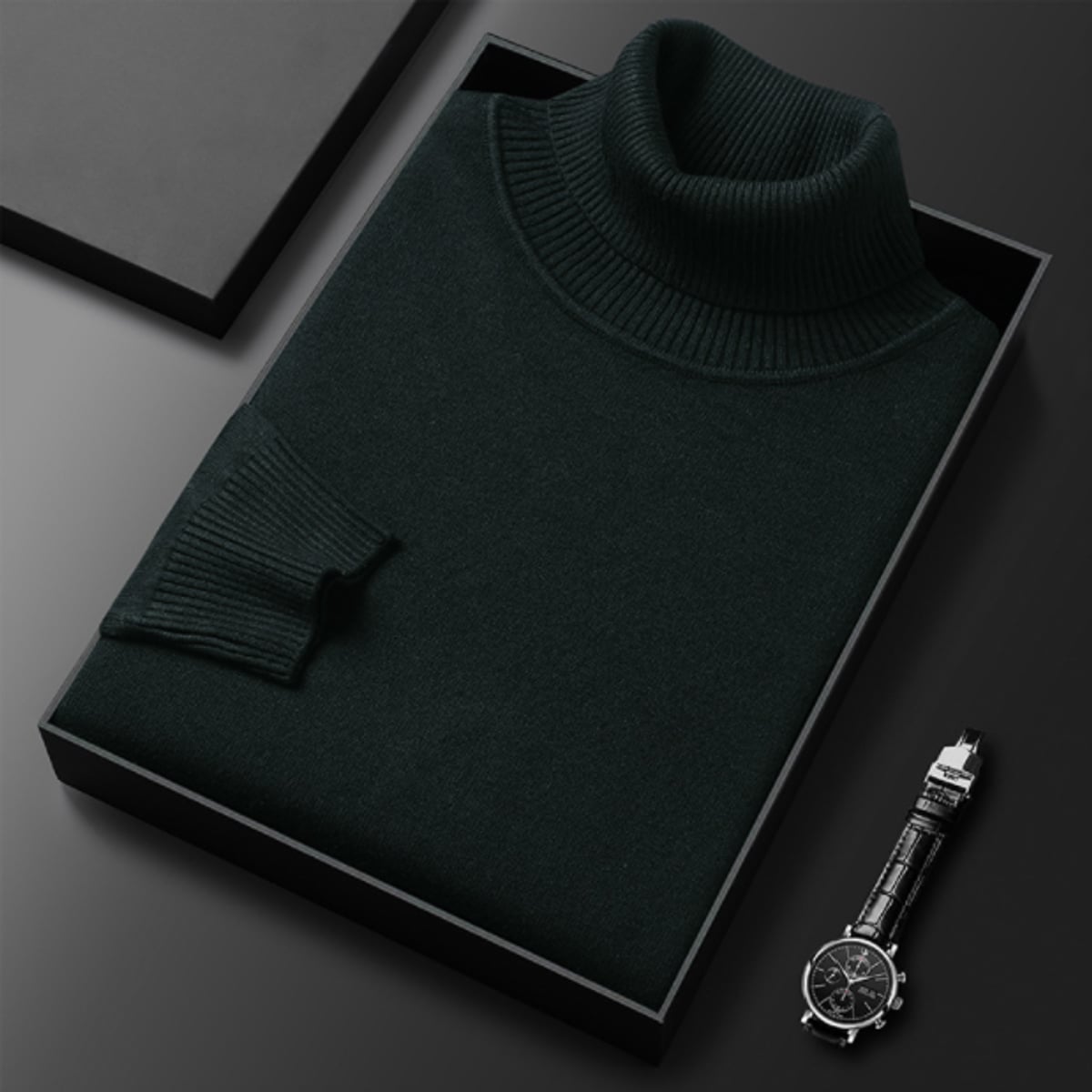 men's slim fit turtleneck sweater in green