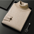 men's slim fit turtleneck sweater in khaki