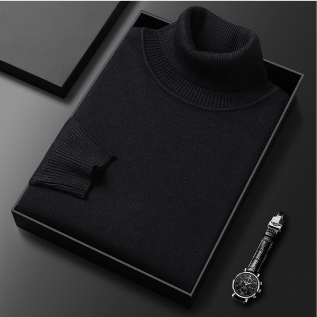 men's slim fit turtleneck sweater in black