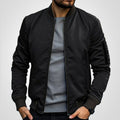 men's slim fit zip-up bomber jacket in black