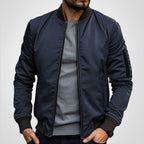 men's slim fit zip-up bomber jacket in dark navy