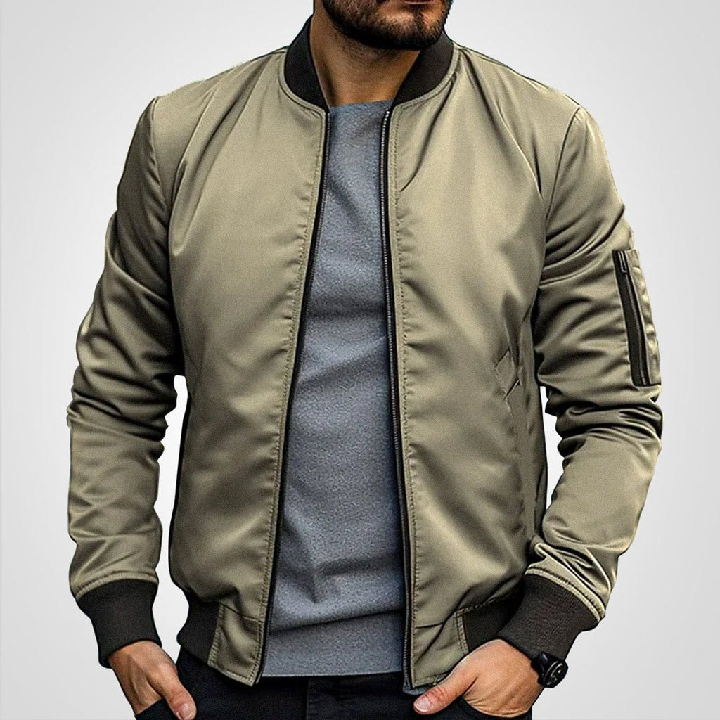 men's slim fit zip-up bomber jacket