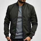 men's slim fit zip-up bomber jacket in olive green