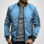 men's slim fit zip-up bomber jacket in blue