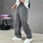 men's straight leg jeans in dark gray