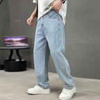 men's straight leg jeans in light blue