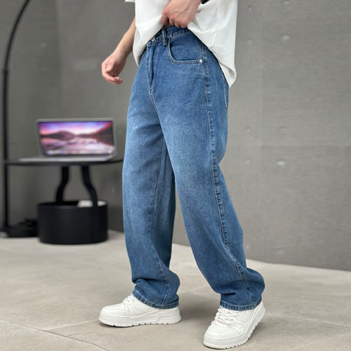 men's straight leg jeans in blue
