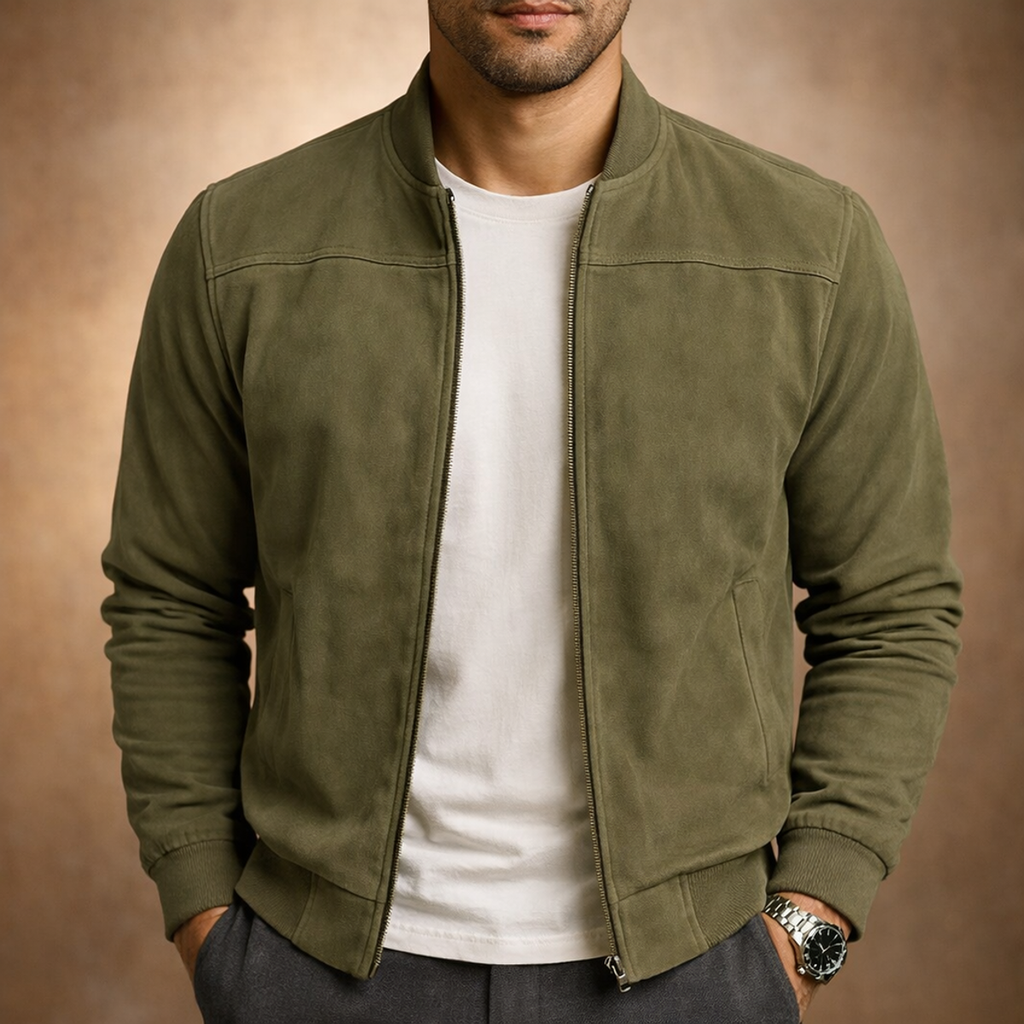men's suede-look bomber jacket in green