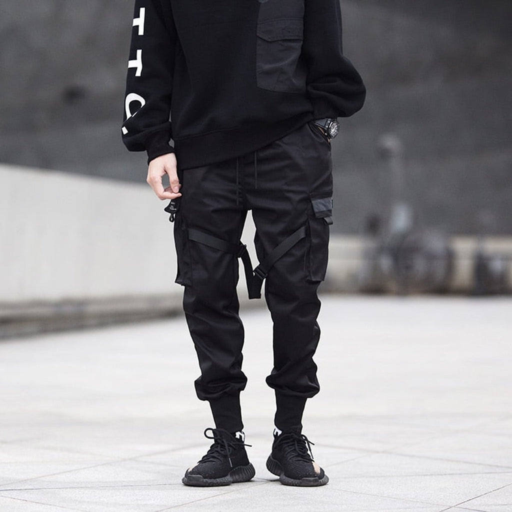 men's tactical jogger cargo trousers in black