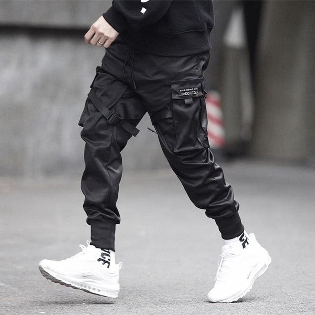 men's tactical jogger cargo trousers in black