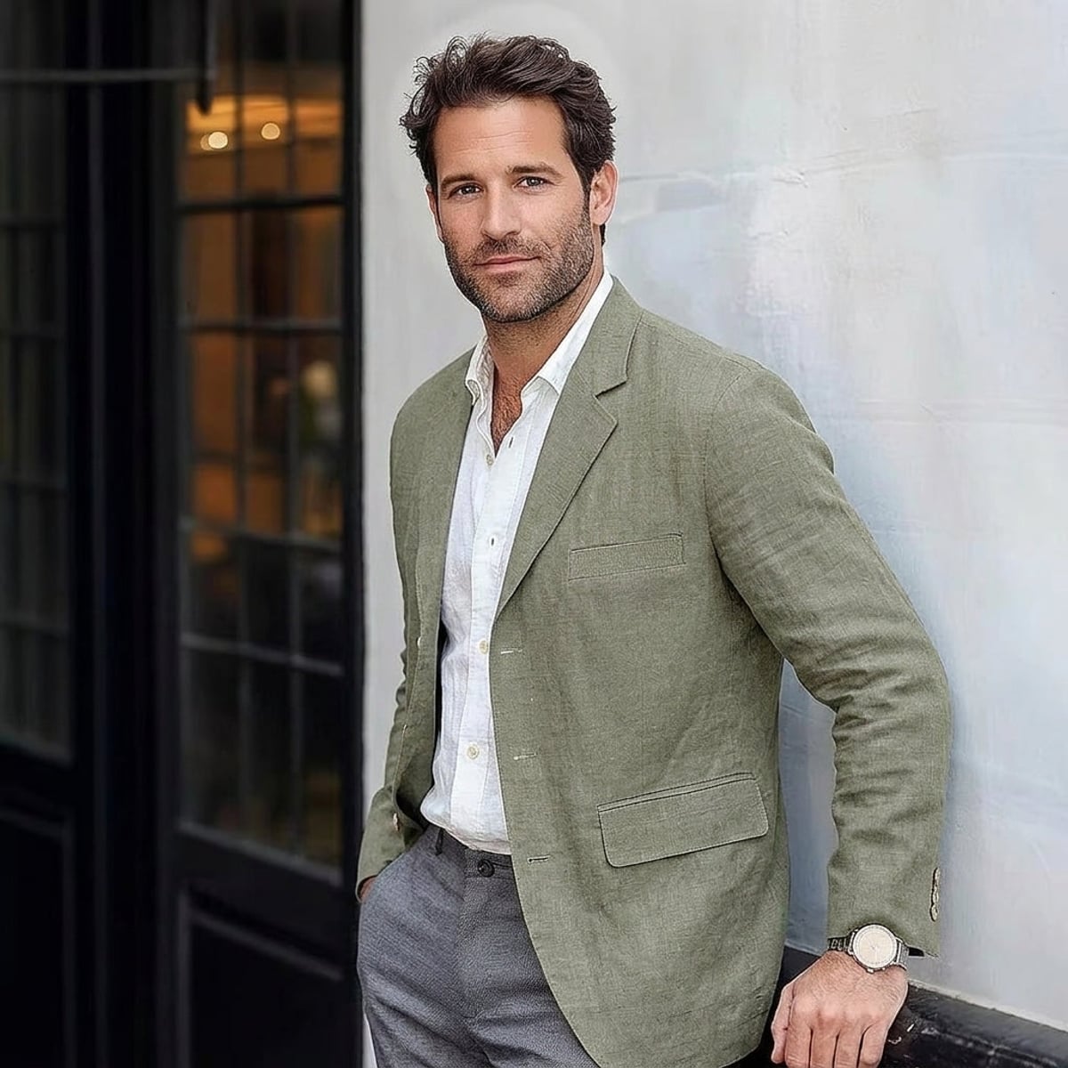 men's unstructured relaxed fit blazer in green