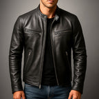 men's vintage style biker jacket in black