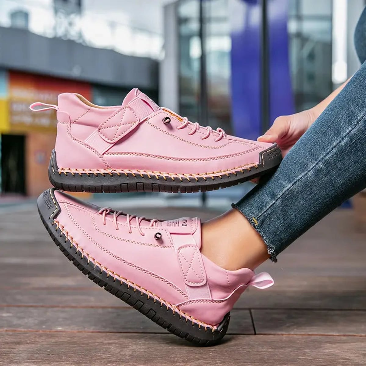 men's wide fit slip-on supportive sneakers in pink