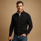 men's zip-up knit cardigan in black