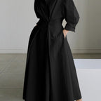 women's belted button-front shirt dress in black