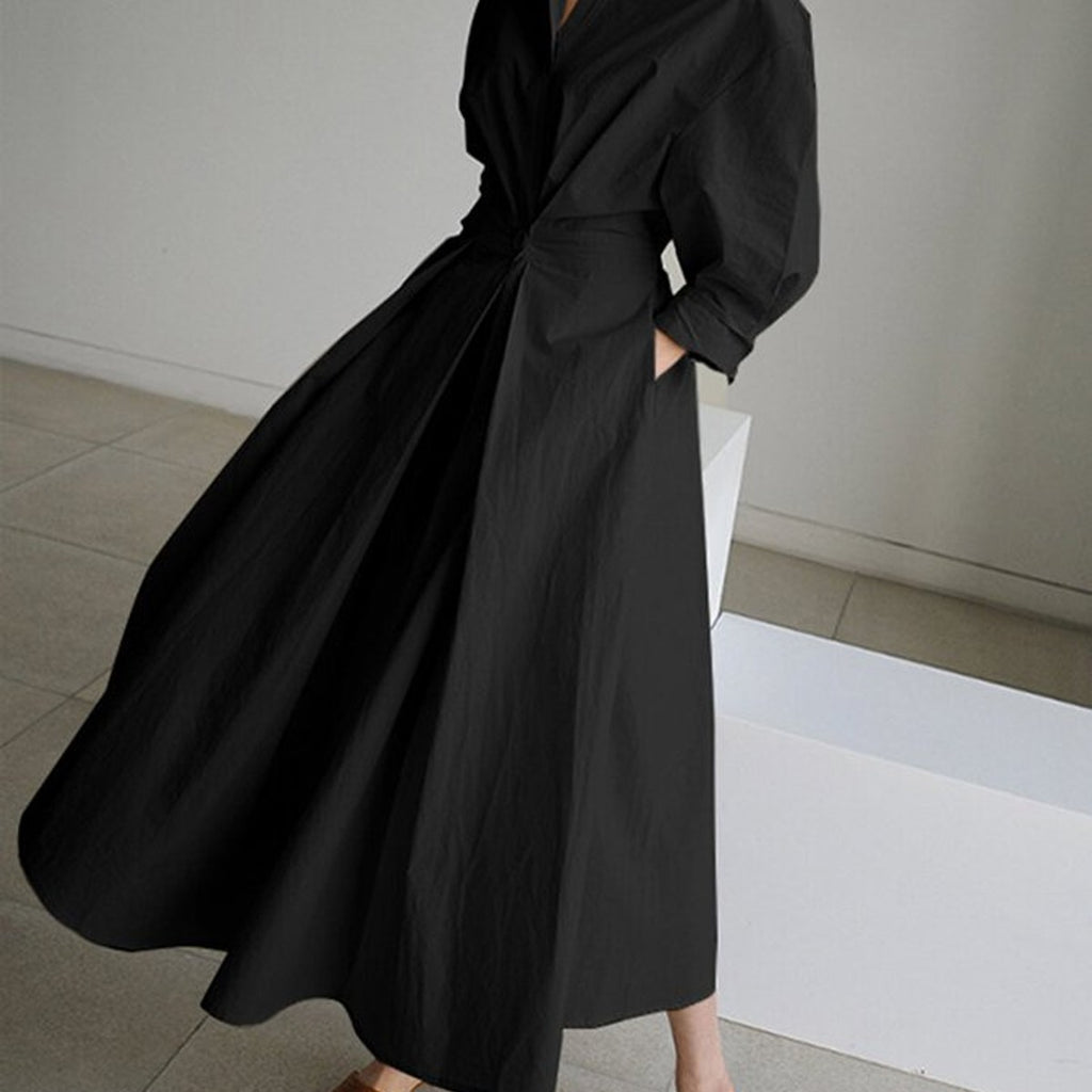 women's belted button-front shirt dress