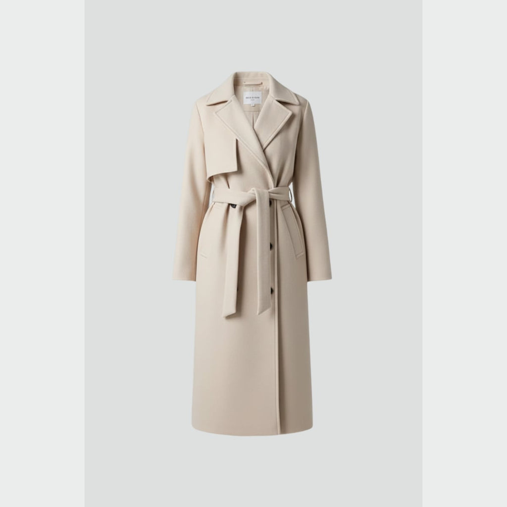 women's belted double-breasted long coat