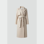 women's belted double-breasted long coat