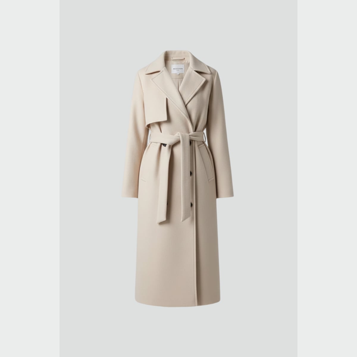 women's belted double-breasted long coat