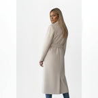 women's belted double-breasted long coat