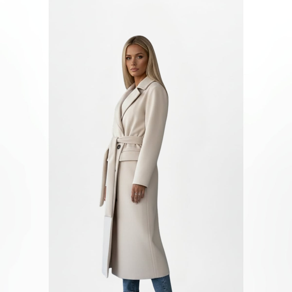 women's belted double-breasted long coat