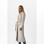 women's belted double-breasted long coat