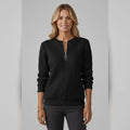 women's cable knit zip neck jumper in black