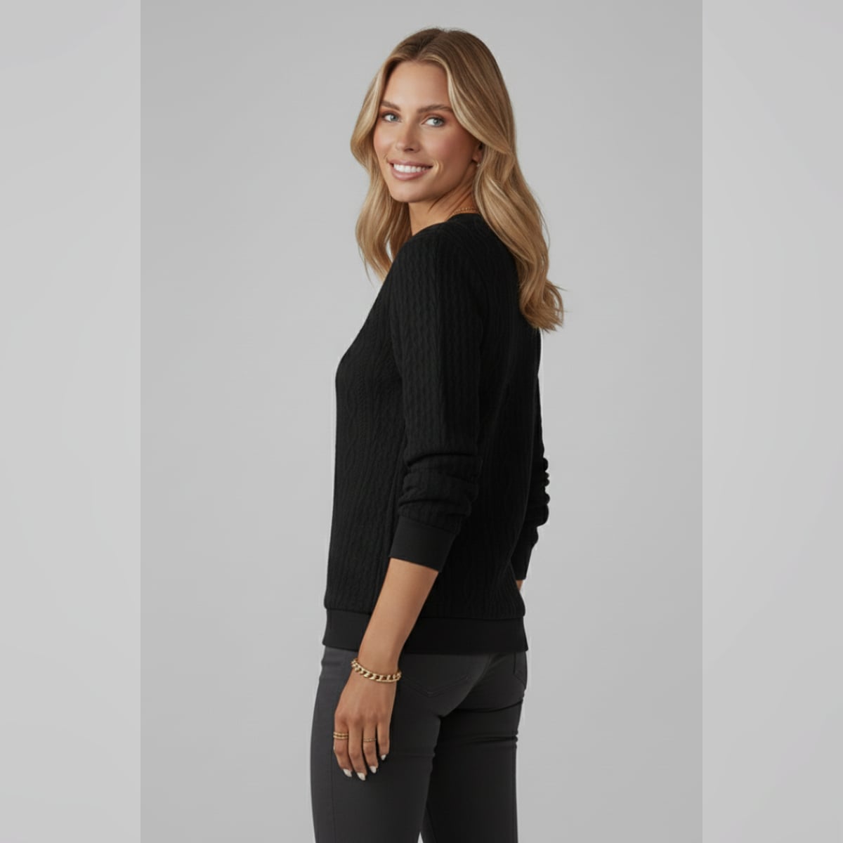 women's cable knit zip neck jumper