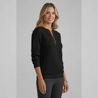 women's cable knit zip neck jumper