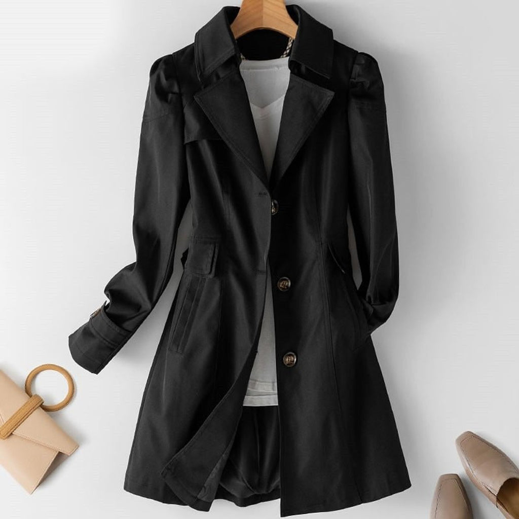 women's classic belted trench coat in black for women