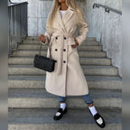 women's classic long sleeve trench coat in khaki