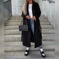 women's classic long sleeve trench coat in black