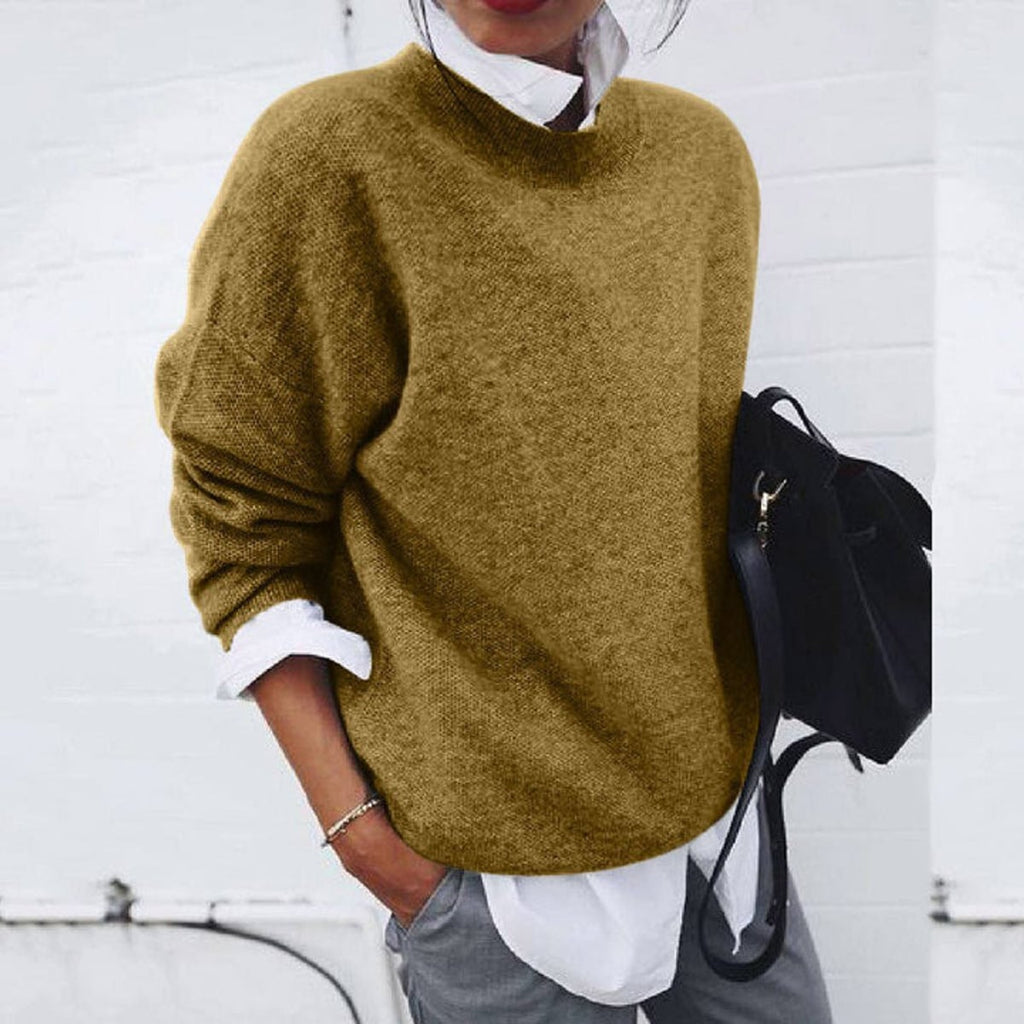 women's crew neck relaxed fit sweater in green