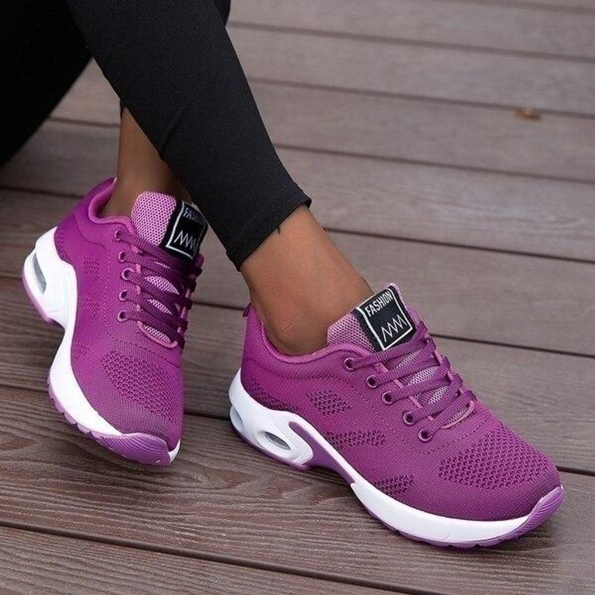 women's cushioned walking trainers in purple