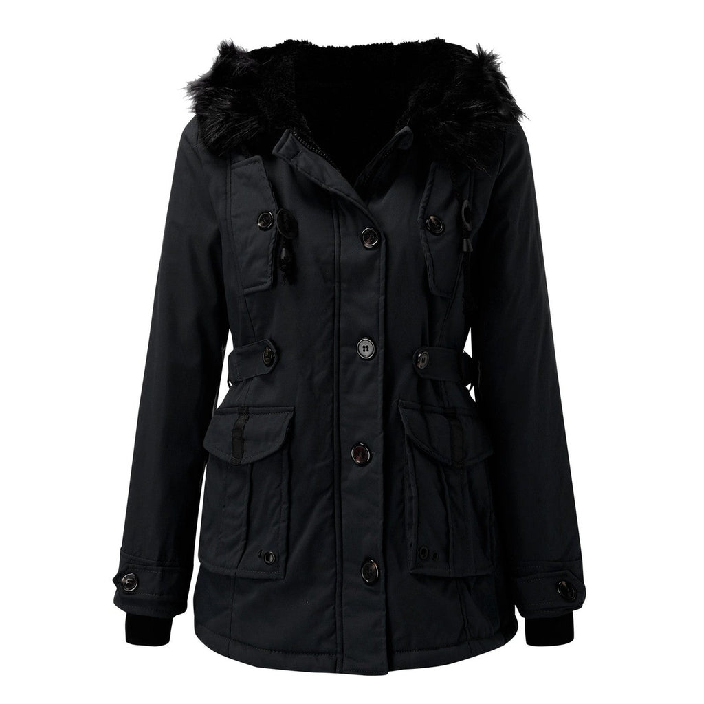 women's faux fur hood longline parka in gold for women
